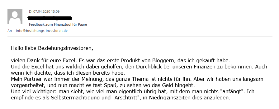 Feedback Workbook Finanzüberblick für Paare